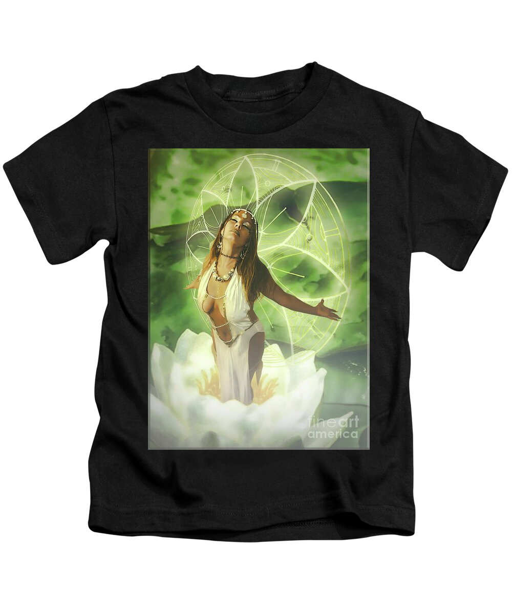 Dark Kids T-Shirt featuring the digital art Goddess In Bloom by Recreating Creation