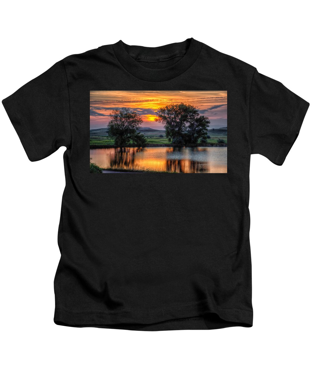 Landscape Kids T-Shirt featuring the photograph Golden Pond at 36x60 by Fiskr Larsen