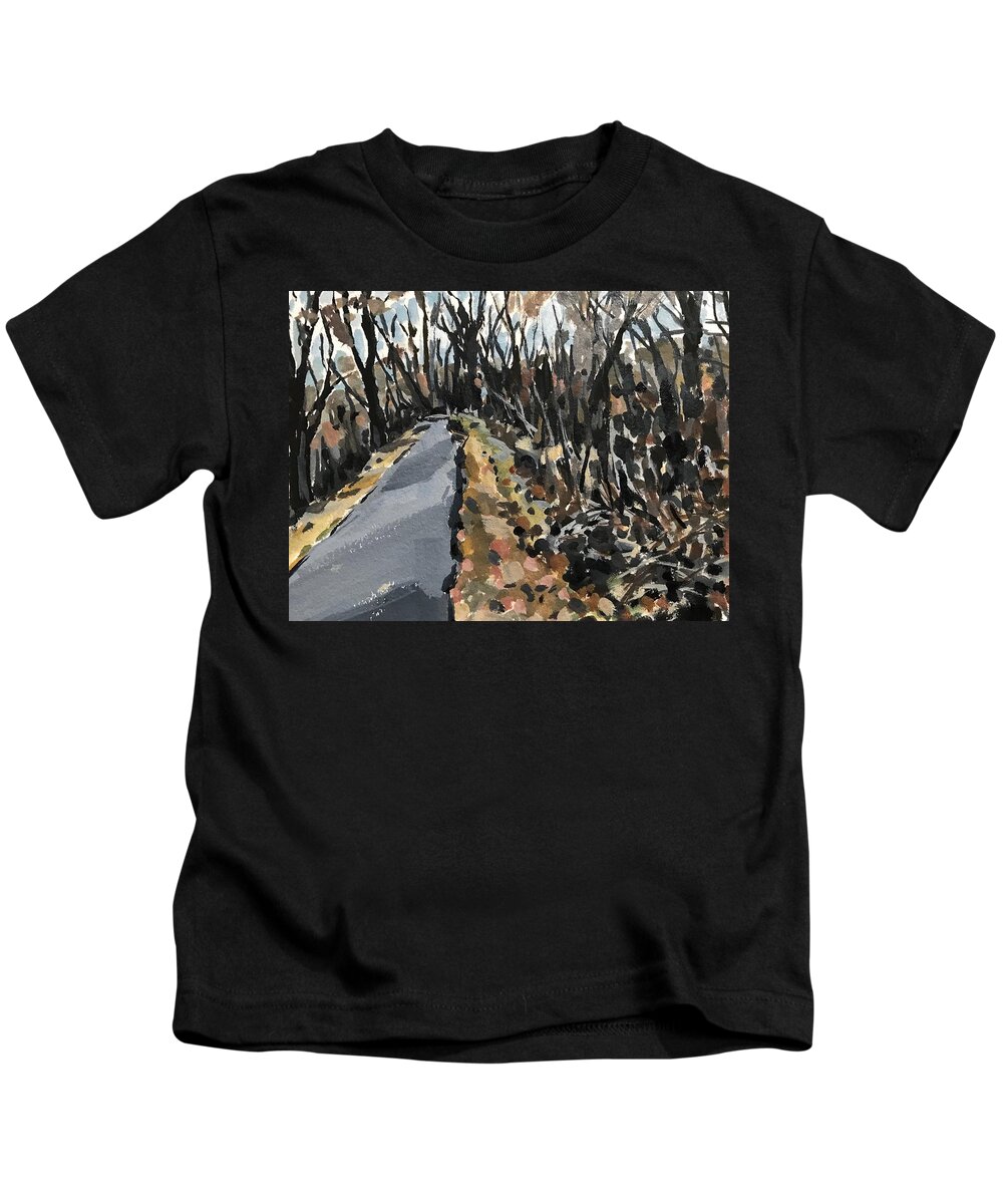 Boise Kids T-Shirt featuring the painting Greenbelt Study #1 by Les Herman