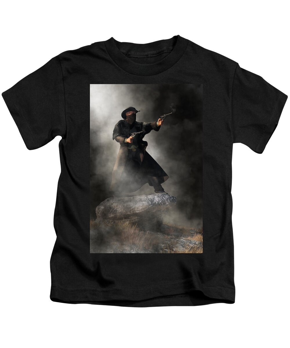 Enter The Outlaw Kids T-Shirt featuring the digital art Gunslinger by Daniel Eskridge