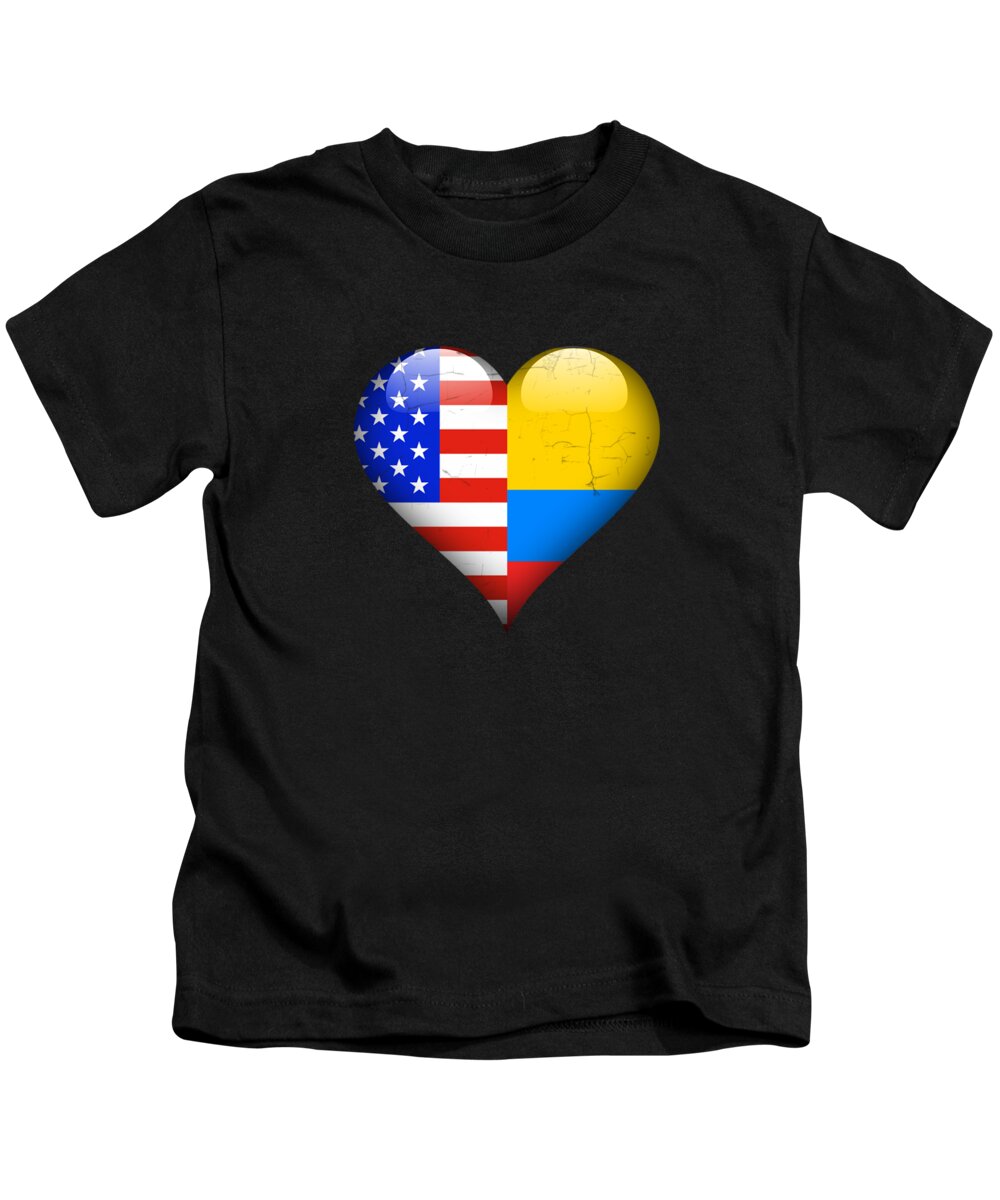 Colombian Kids T-Shirt featuring the digital art Half American Half Colombian by Jose O