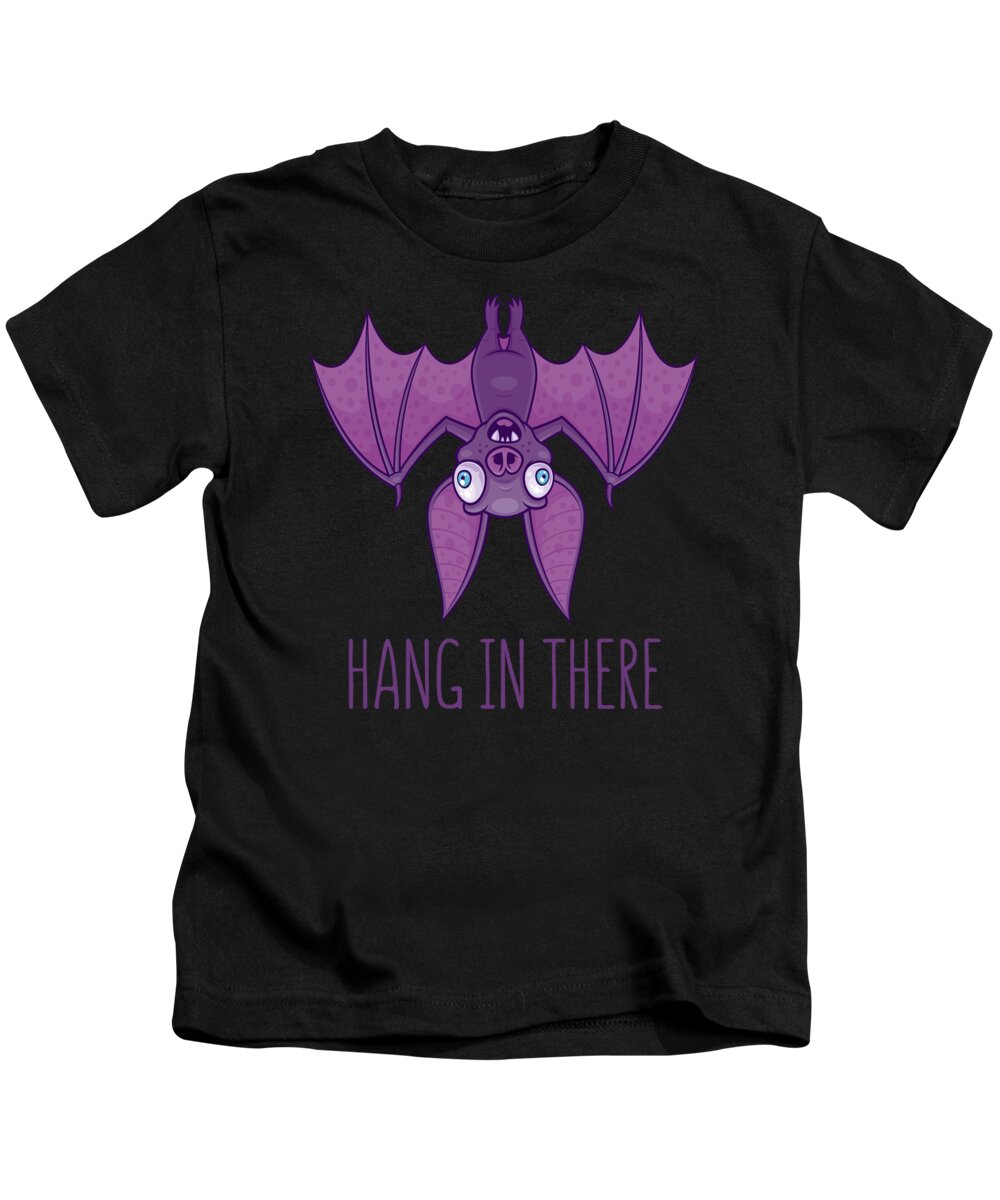 Animal Kids T-Shirt featuring the digital art Hang In There Wacky Vampire Bat by John Schwegel
