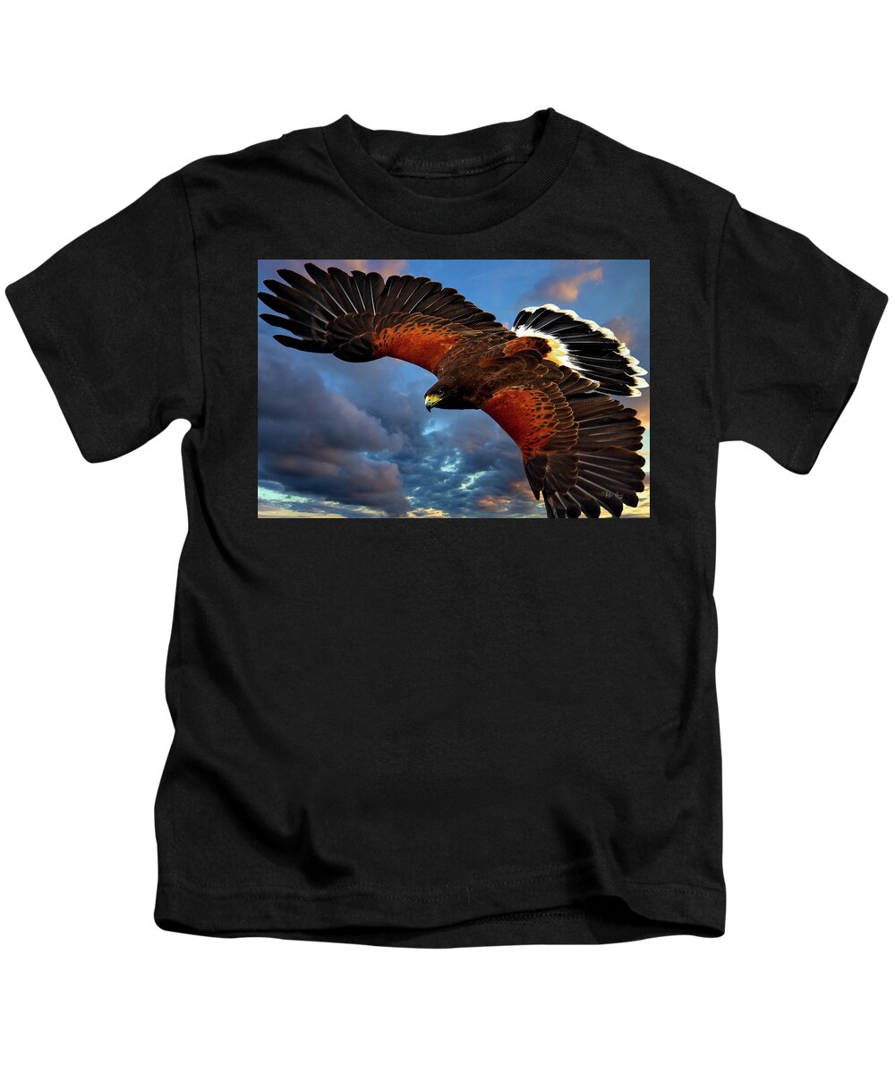 Harris Hawk Kids T-Shirt featuring the photograph Harris' Hawk in Flight by Russ Harris