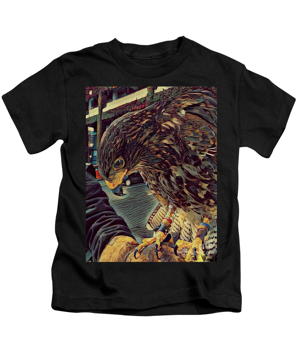 Bird Kids T-Shirt featuring the photograph Hector The Harris Hawk by Jack Torcello