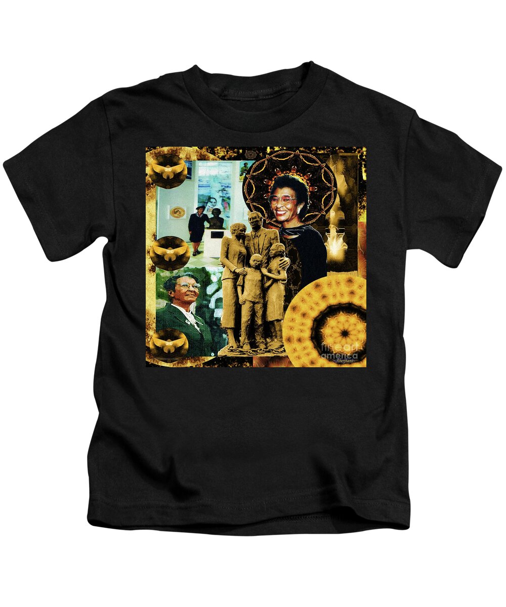 Juneteenth Kids T-Shirt featuring the mixed media Historic Triumph of Dr. Abigail Jordan by Aberjhani
