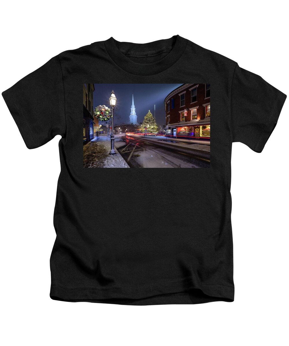 Snow Kids T-Shirt featuring the photograph Holiday Magic, Market Square by Jeff Sinon