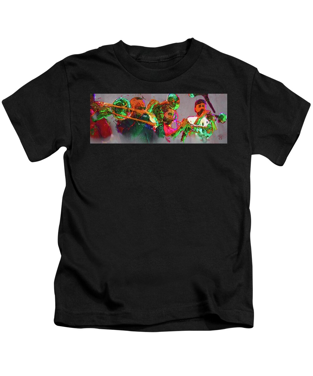  Kids T-Shirt featuring the digital art Horn Section by Malcolm L Wiseman III