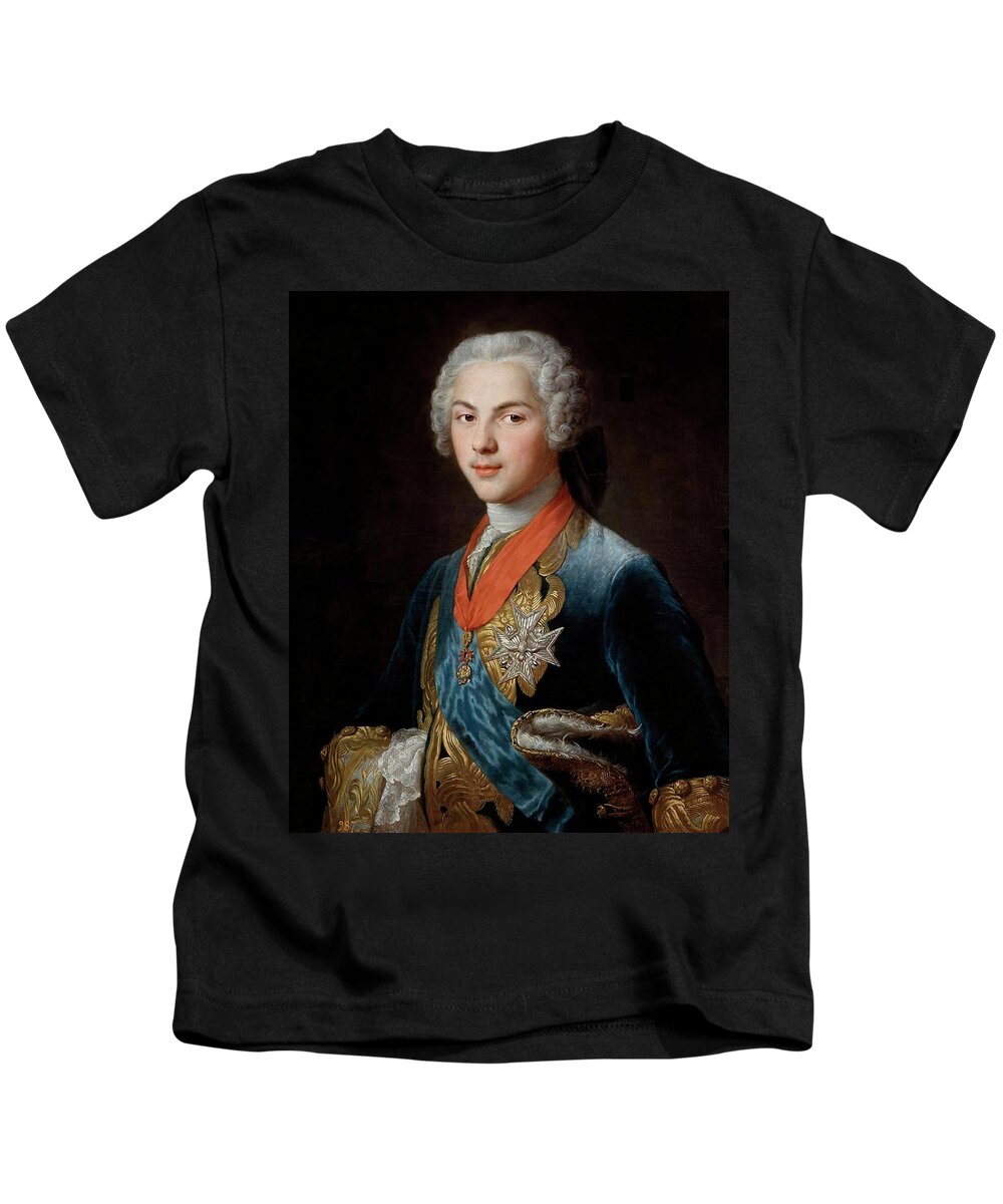 Hubert Drouais Kids T-Shirt featuring the painting Hubert Drouais / 'The Dauphin Louis de France, son of Louis XV', ca. 1745, French School. DELFIN. by Hubert Drouais -1699-1767-