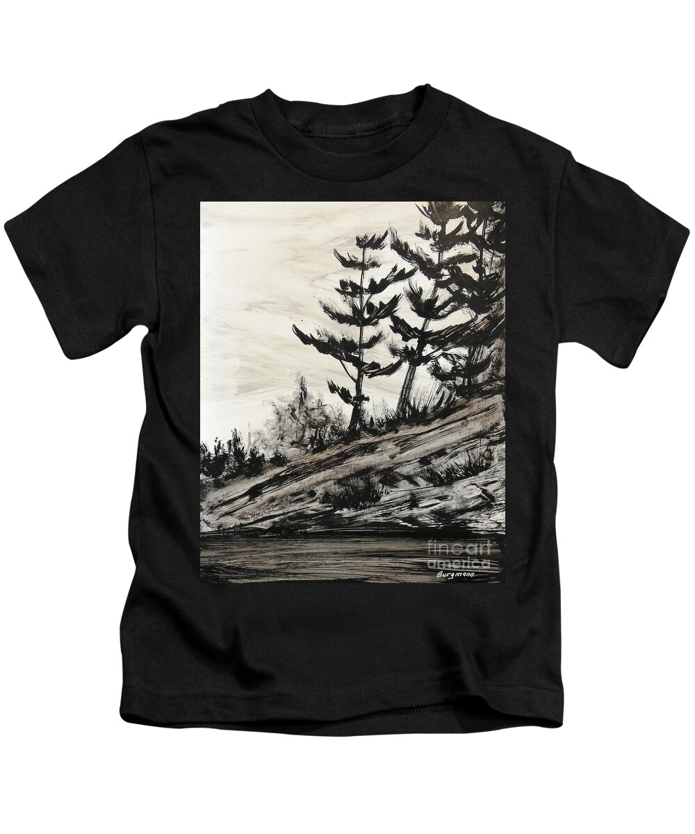 India Ink Kids T-Shirt featuring the painting Ink Prochade 10 by Petra Burgmann