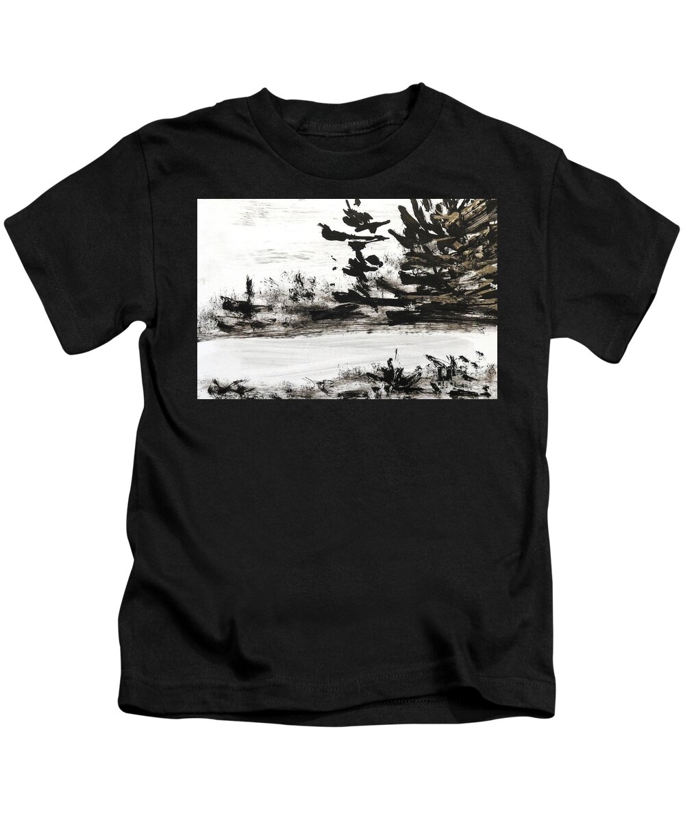 India Ink Kids T-Shirt featuring the painting Ink Prochade 2 by Petra Burgmann