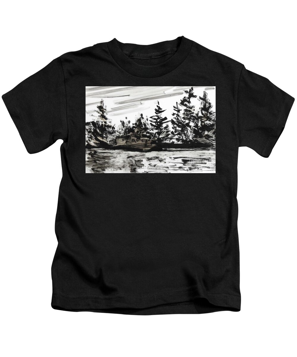 India Ink Kids T-Shirt featuring the painting Ink Prochade 4 by Petra Burgmann