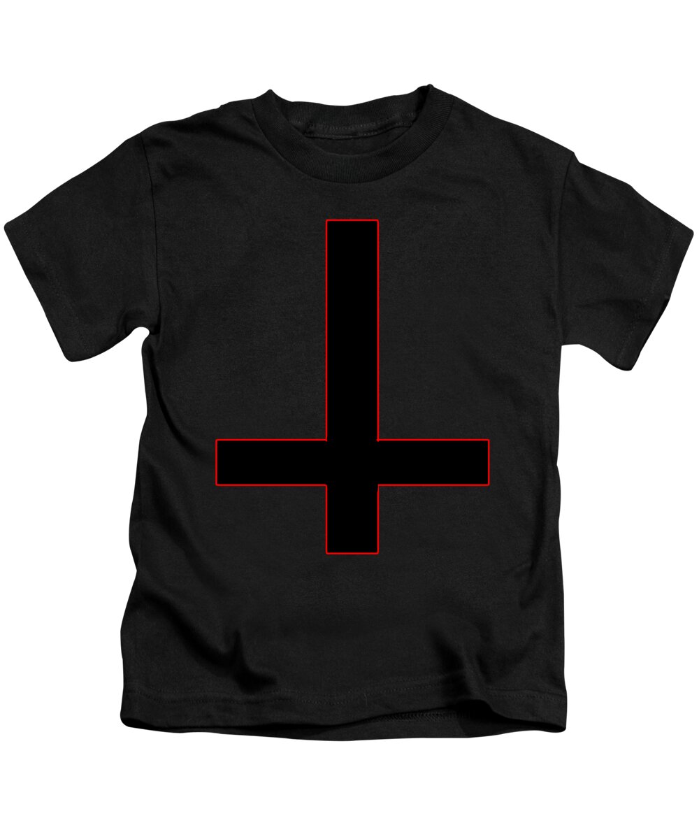 Satanic Shirts Kids T-Shirt featuring the digital art Inverted Cross by Lin Watchorn