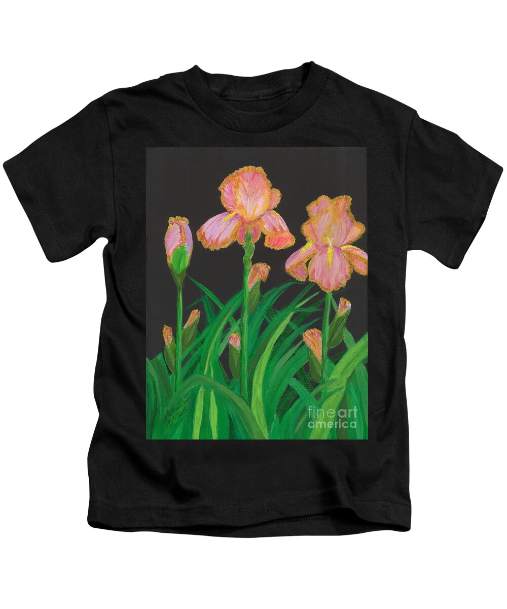Irises Kids T-Shirt featuring the painting Irises by Elizabeth Mauldin