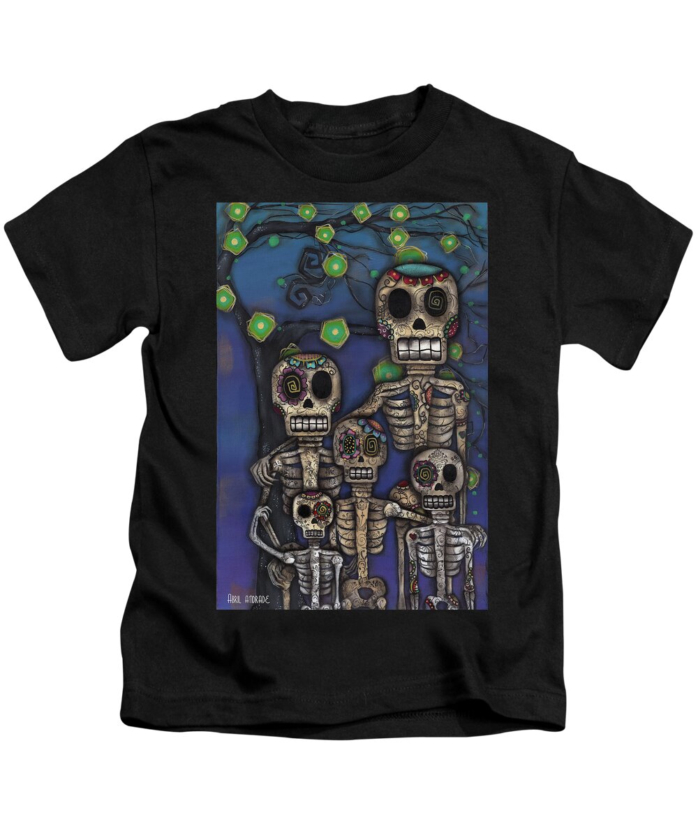 Day Of The Dead Kids T-Shirt featuring the photograph La Familia by Abril Andrade