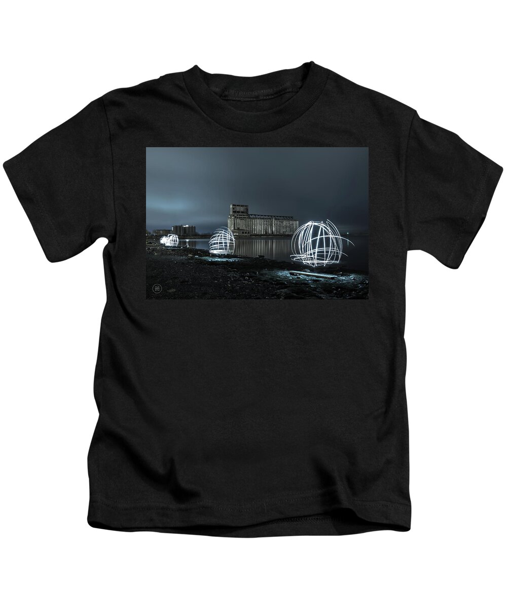 Galagher Pier Kids T-Shirt featuring the photograph Lights in the Night by Dave Niedbala