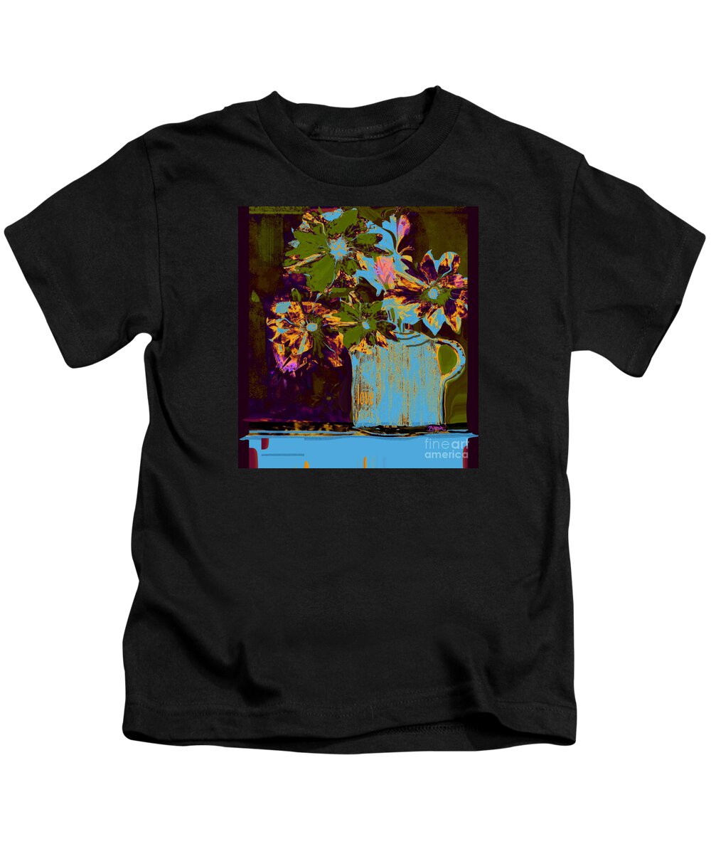 Square Kids T-Shirt featuring the mixed media Love on the Table by Zsanan Studio