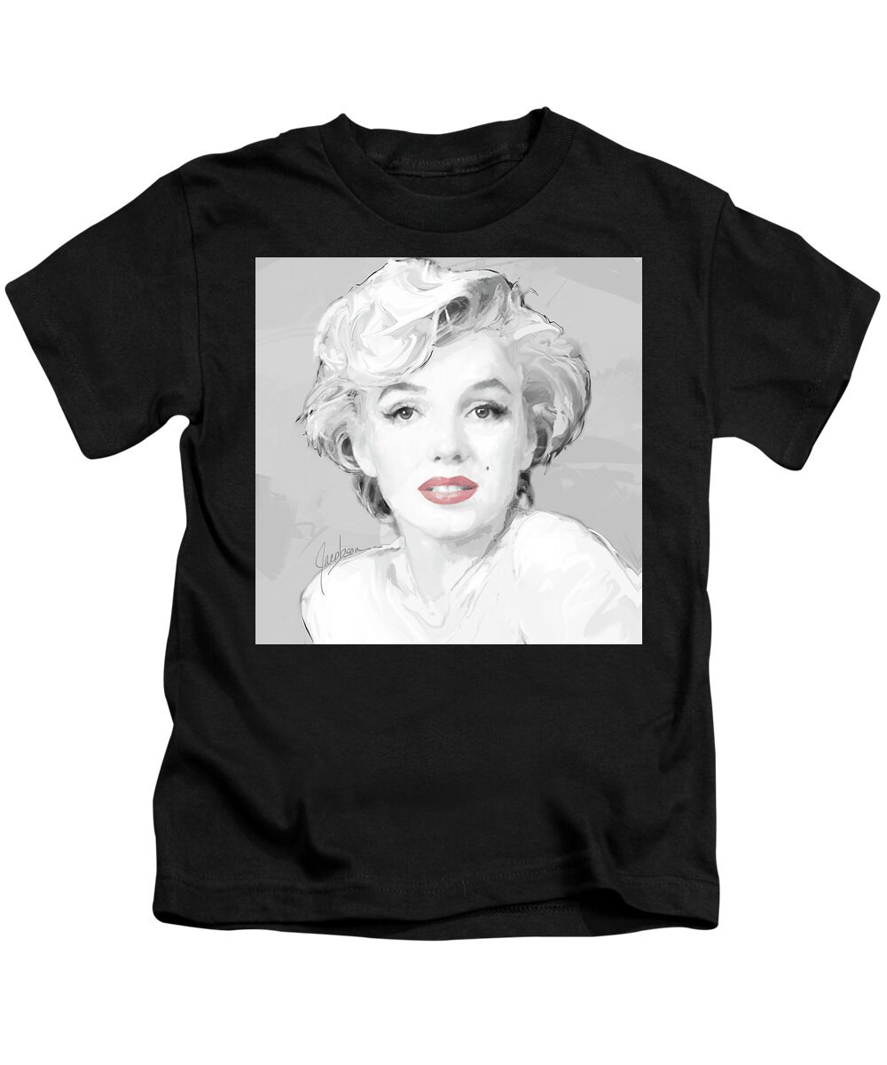Marilyn Kids T-Shirt featuring the painting Marilyn Monroe 4 Silver by Jackie Medow-Jacobson