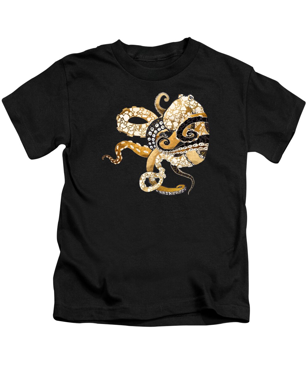 Octopus Kids T-Shirt featuring the digital art Metallic Octopus by Spacefrog Designs