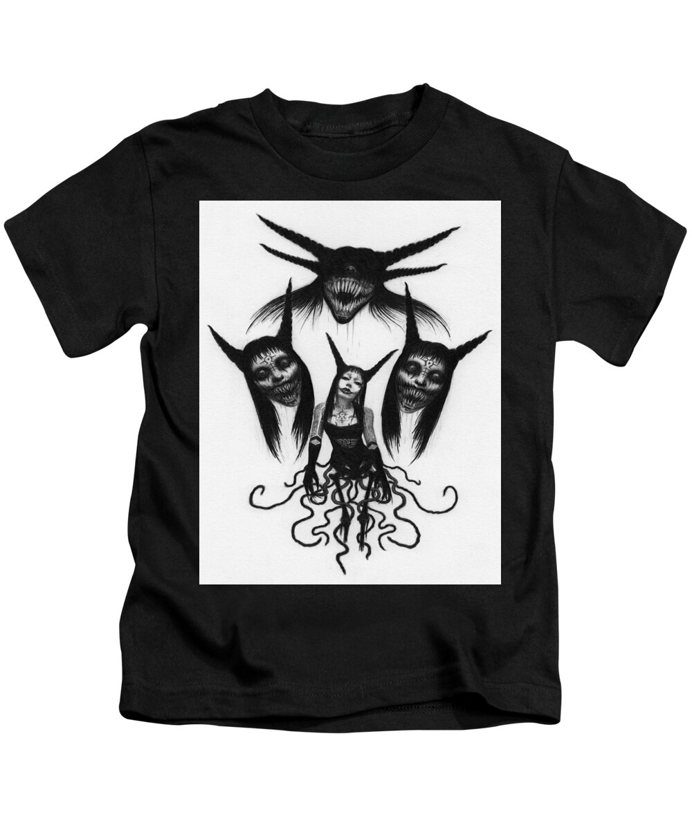 Horror Kids T-Shirt featuring the drawing Miss Carnivorous - Artwork by Ryan Nieves