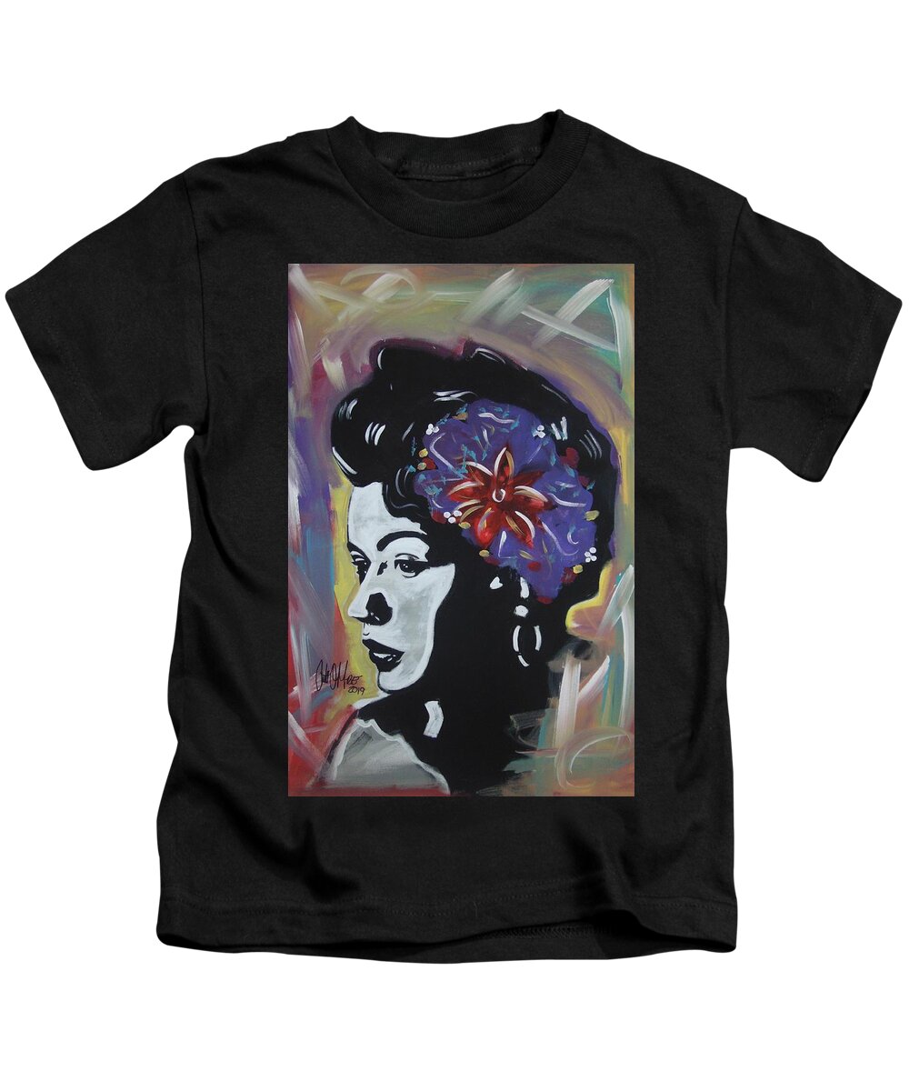 Billie Holiday Kids T-Shirt featuring the painting Miss Holiday by Antonio Moore
