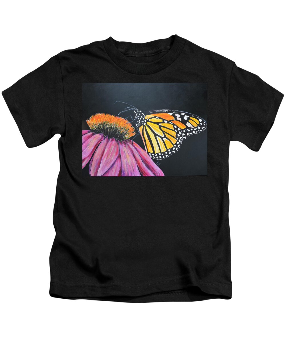 Butterfly Kids T-Shirt featuring the painting Monarch by Jodie Marie Anne Richardson Traugott     aka jm-ART