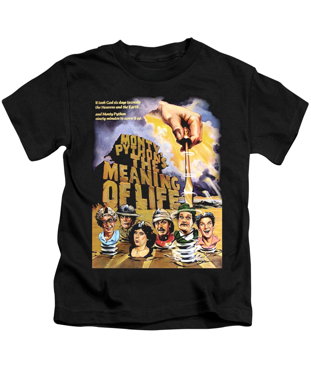  Kids T-Shirt featuring the digital art Monty Python - Meaning Of Life by Brand A