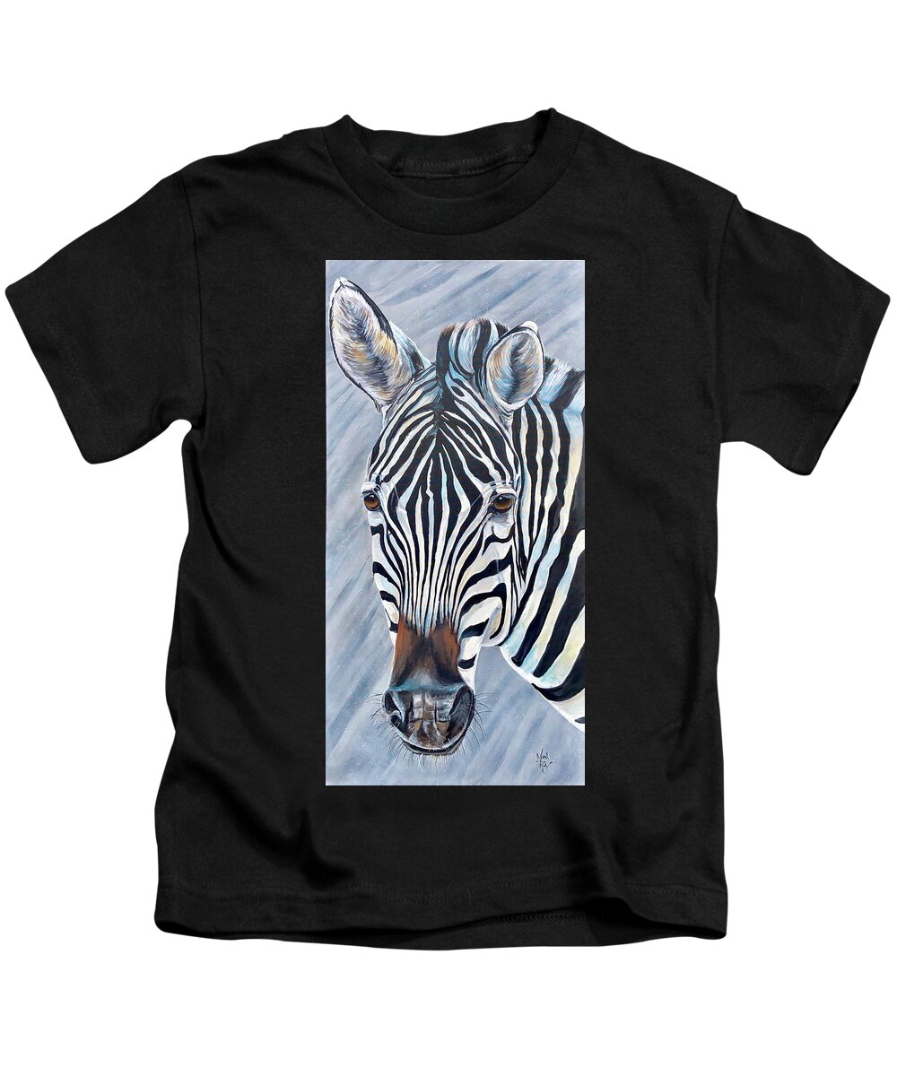 Zebra Kids T-Shirt featuring the painting Stripes by Mark Ray