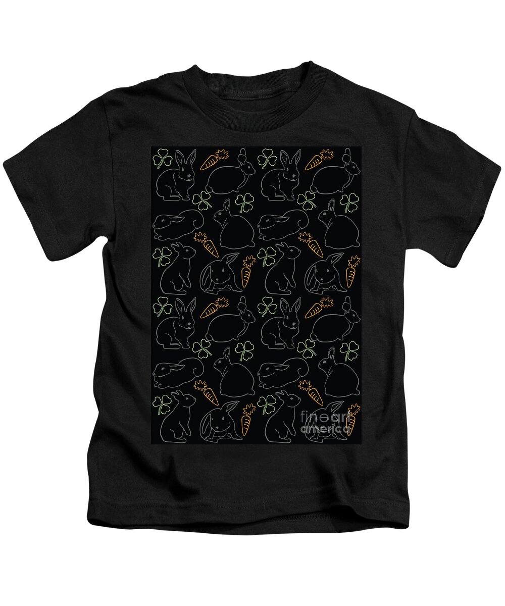 Carrot Kids T-Shirt featuring the digital art Night Bunnies by Claire Huntley