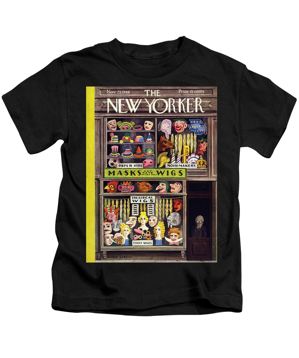 Illustration Kids T-Shirt featuring the painting New Yorker November 23 1946 by Witold Gordon