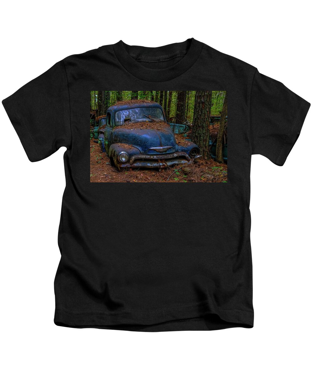 Abandoned Kids T-Shirt featuring the photograph Old Blue Chevy by Darryl Brooks
