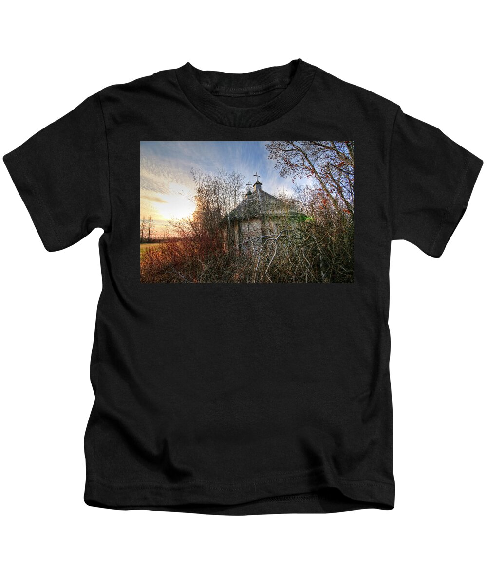 Hdr Kids T-Shirt featuring the photograph Old Calder Church by Ryan Crouse