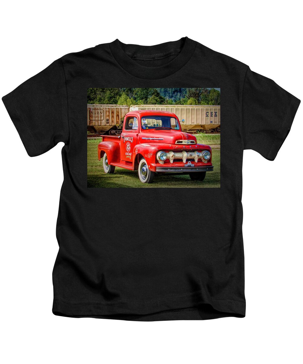  Kids T-Shirt featuring the photograph Old Red Truck by Jack Wilson