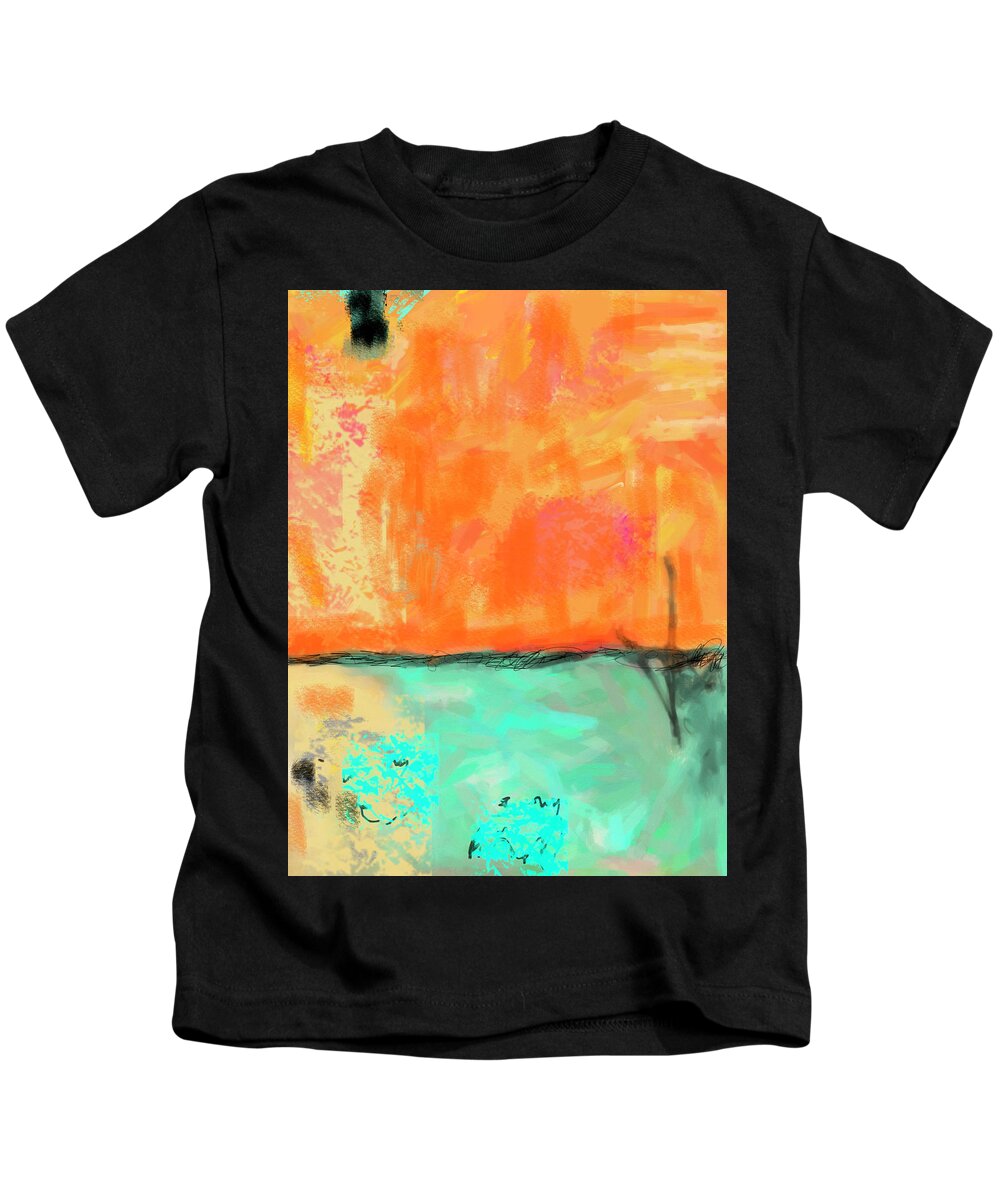 Modern Kids T-Shirt featuring the digital art Orange Sky at Morn by Ann Tracy
