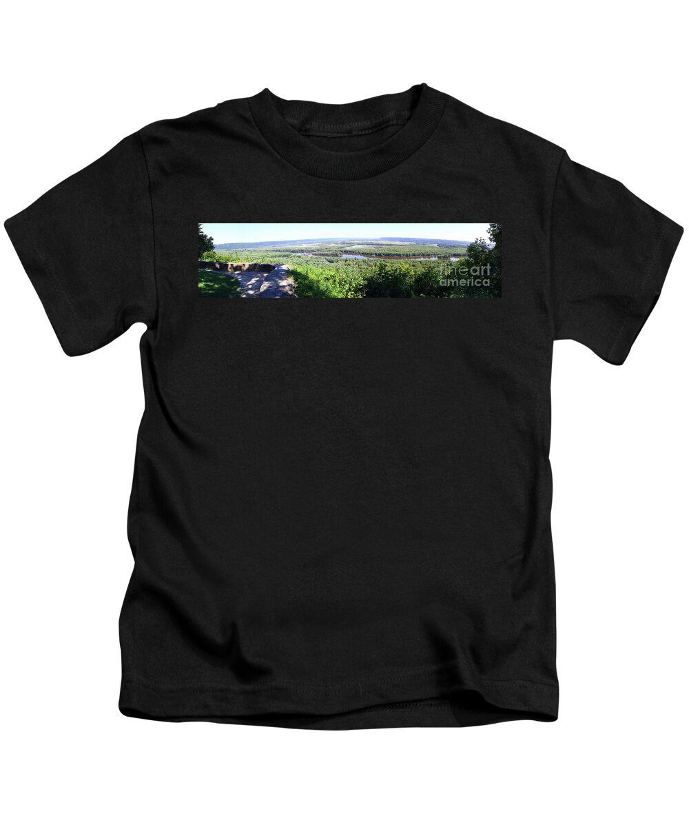 Panorama Kids T-Shirt featuring the photograph Panorama Wide Overlooking Wisconsin River Wyalusing by Pete Klinger