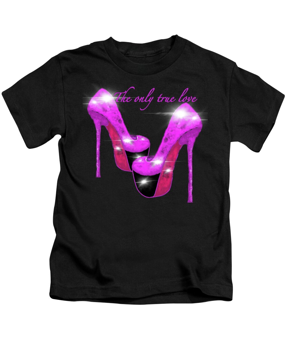 Shoes Kids T-Shirt featuring the painting Party time with pink shoes by Patricia Piotrak