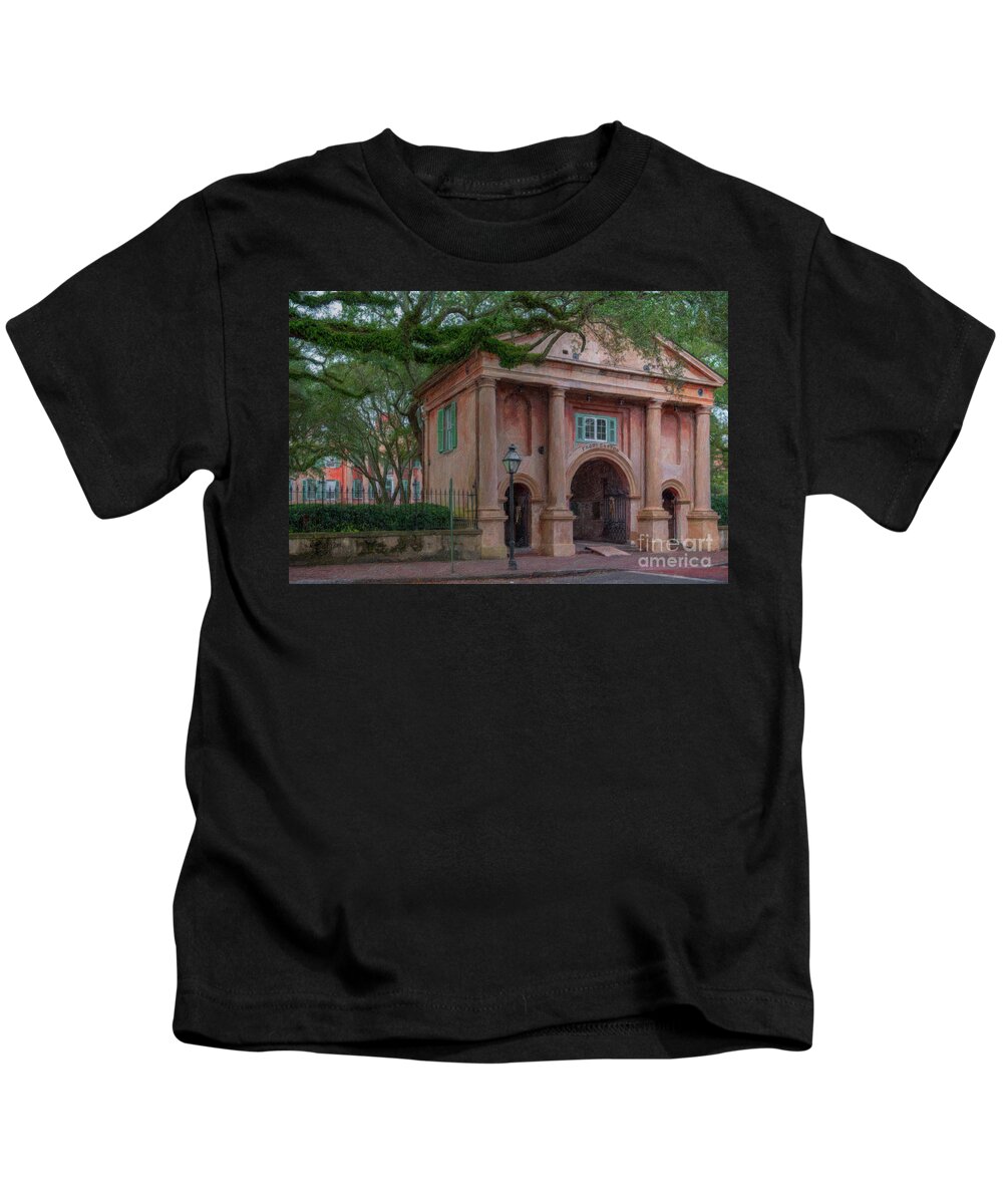 Porters Lodge Kids T-Shirt featuring the painting Porters Lodge - College of Charleston by Dale Powell