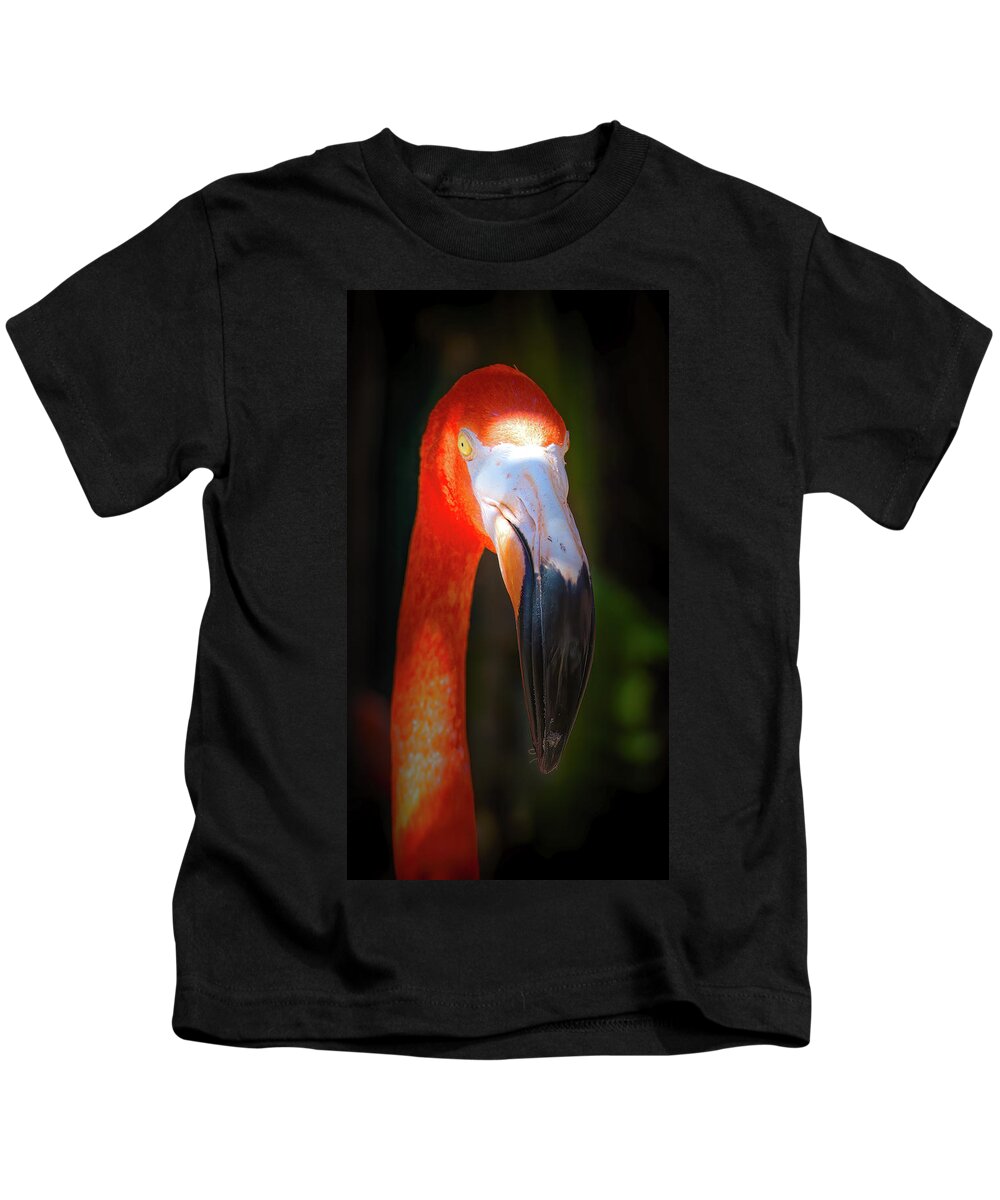 Flamingo Kids T-Shirt featuring the photograph Portrait of a Flamingo by Mark Andrew Thomas
