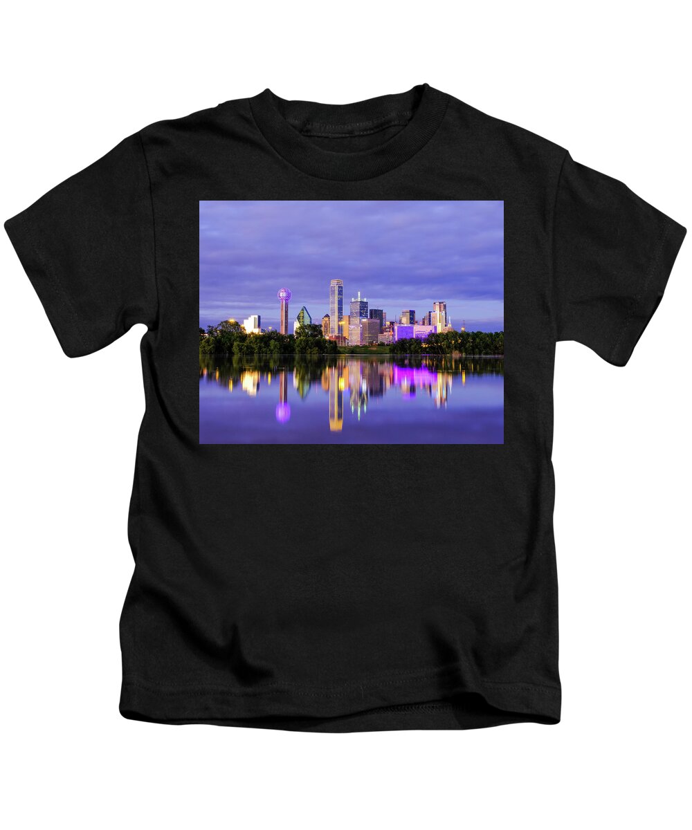 Dallas Kids T-Shirt featuring the photograph Purple Rain City of Dallas Texas by Robert Bellomy