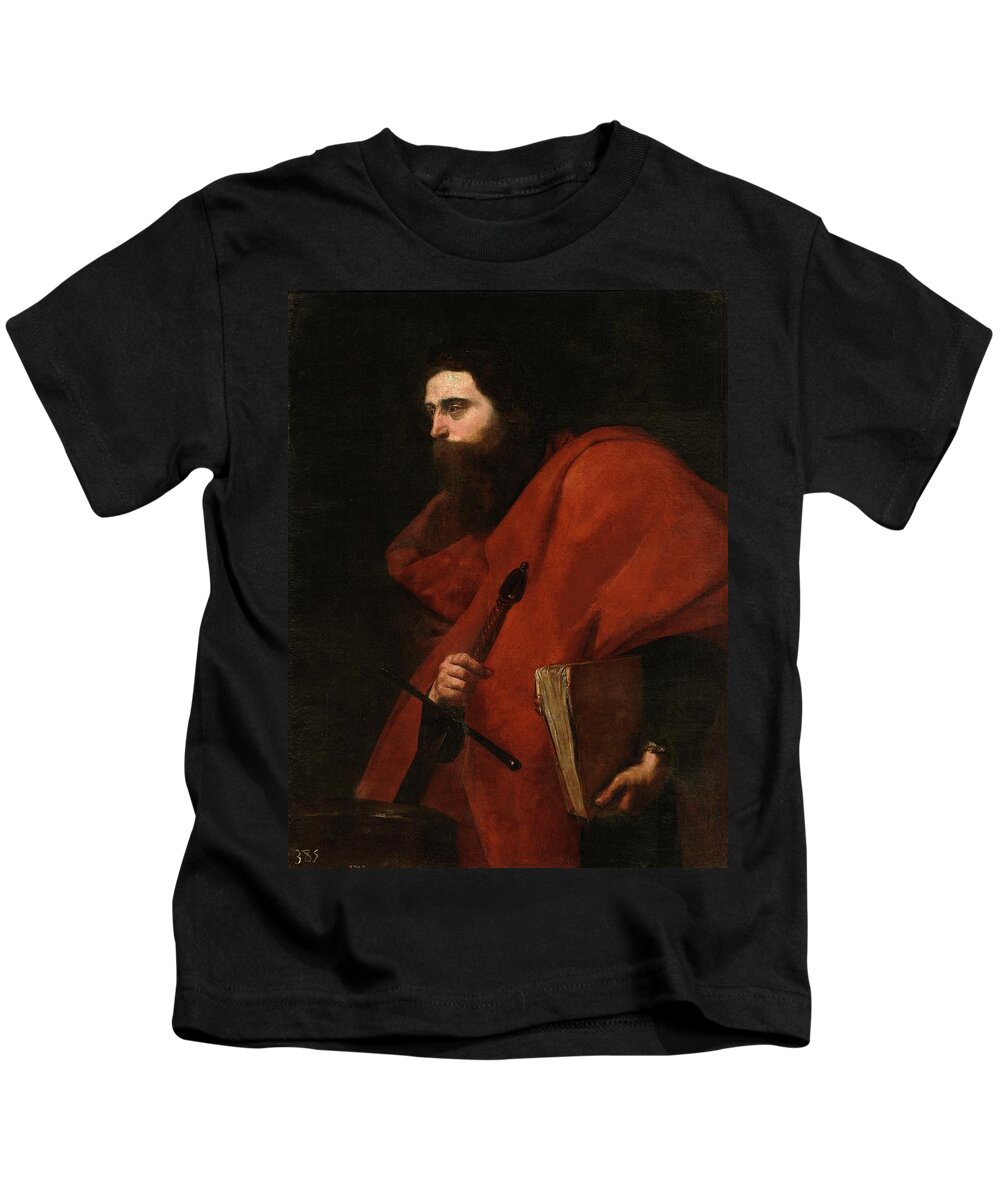 Saint Paul Kids T-Shirt featuring the painting 'Saint Paul', Middle 17th century, Spanish School, Canvas, 120 cm ... by Jusepe de Ribera -1591-1652-