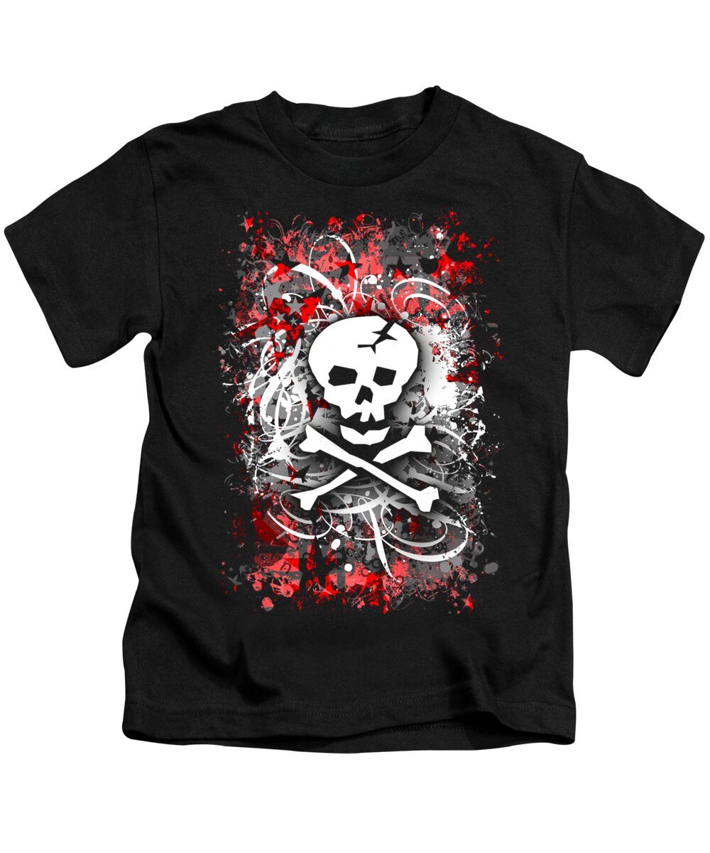 Skull Kids T-Shirt featuring the digital art Skull Splatter Graphic by Roseanne Jones