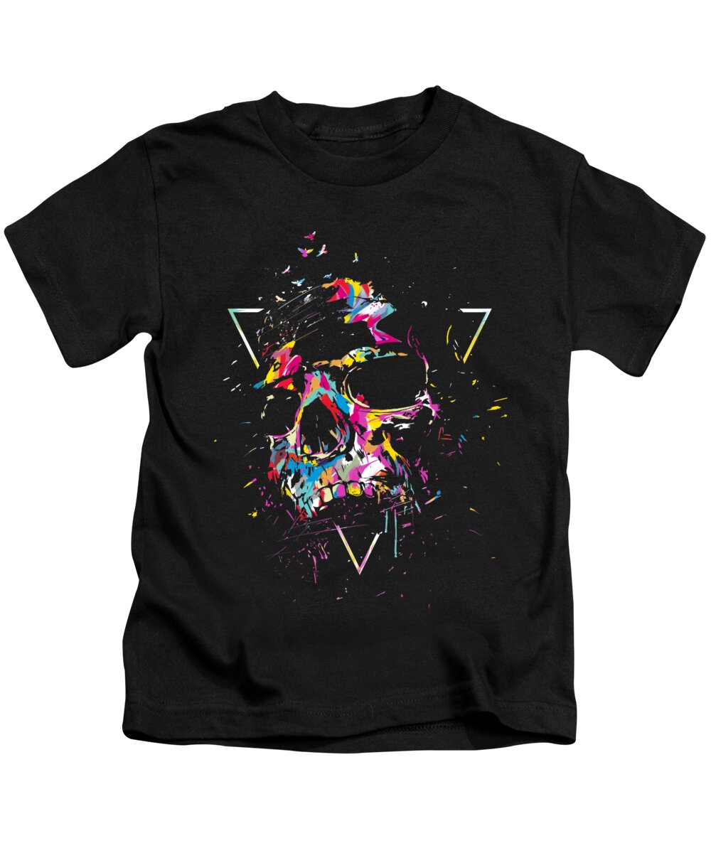 Skull Kids T-Shirt featuring the mixed media Skull X by Balazs Solti