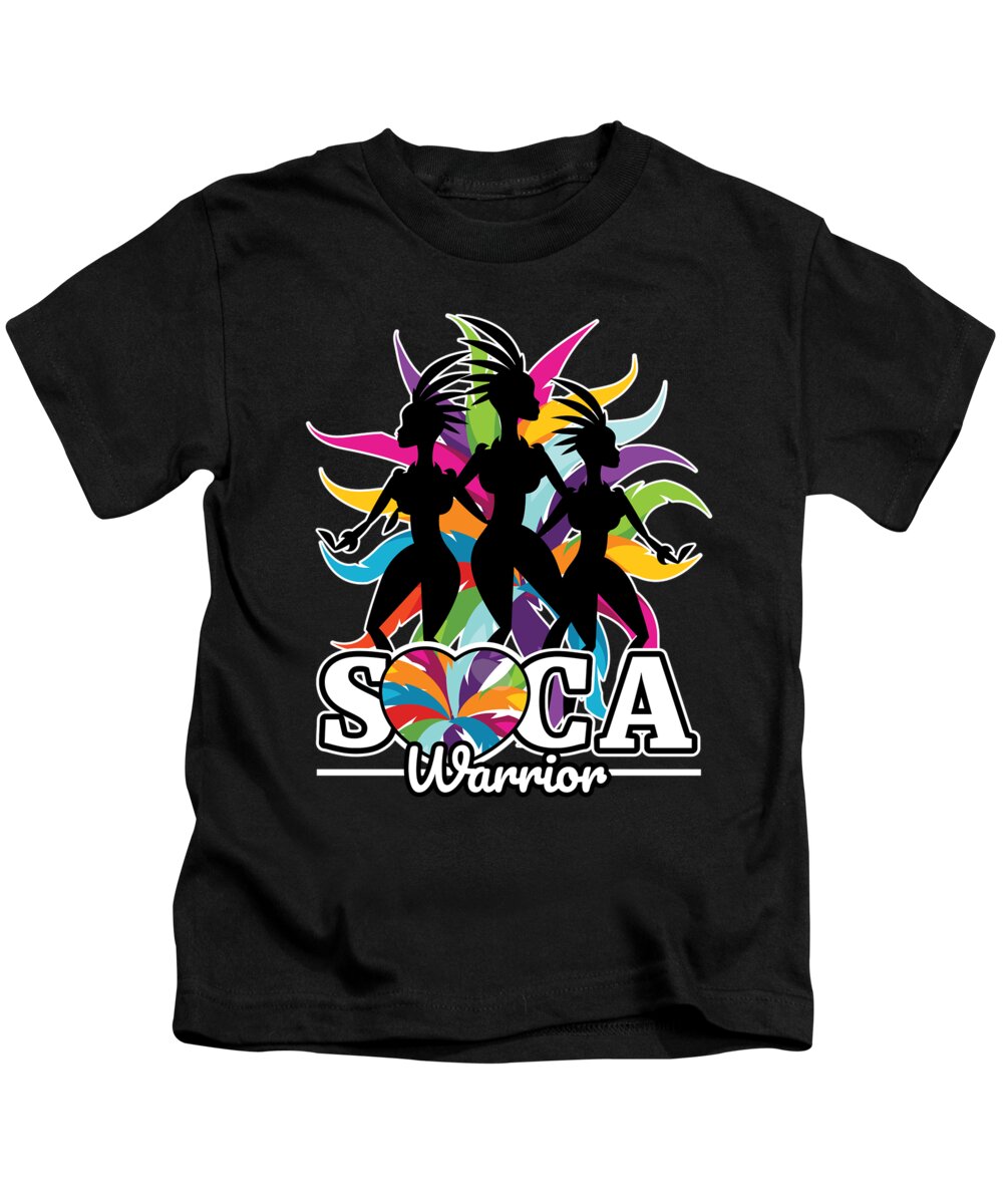 Dancehall Kids T-Shirt featuring the digital art Soca Warrior design Party Gift for Carnival Music and Wining Caribbean Reggae Dancehall Culture Wine and Grind by Martin Hicks