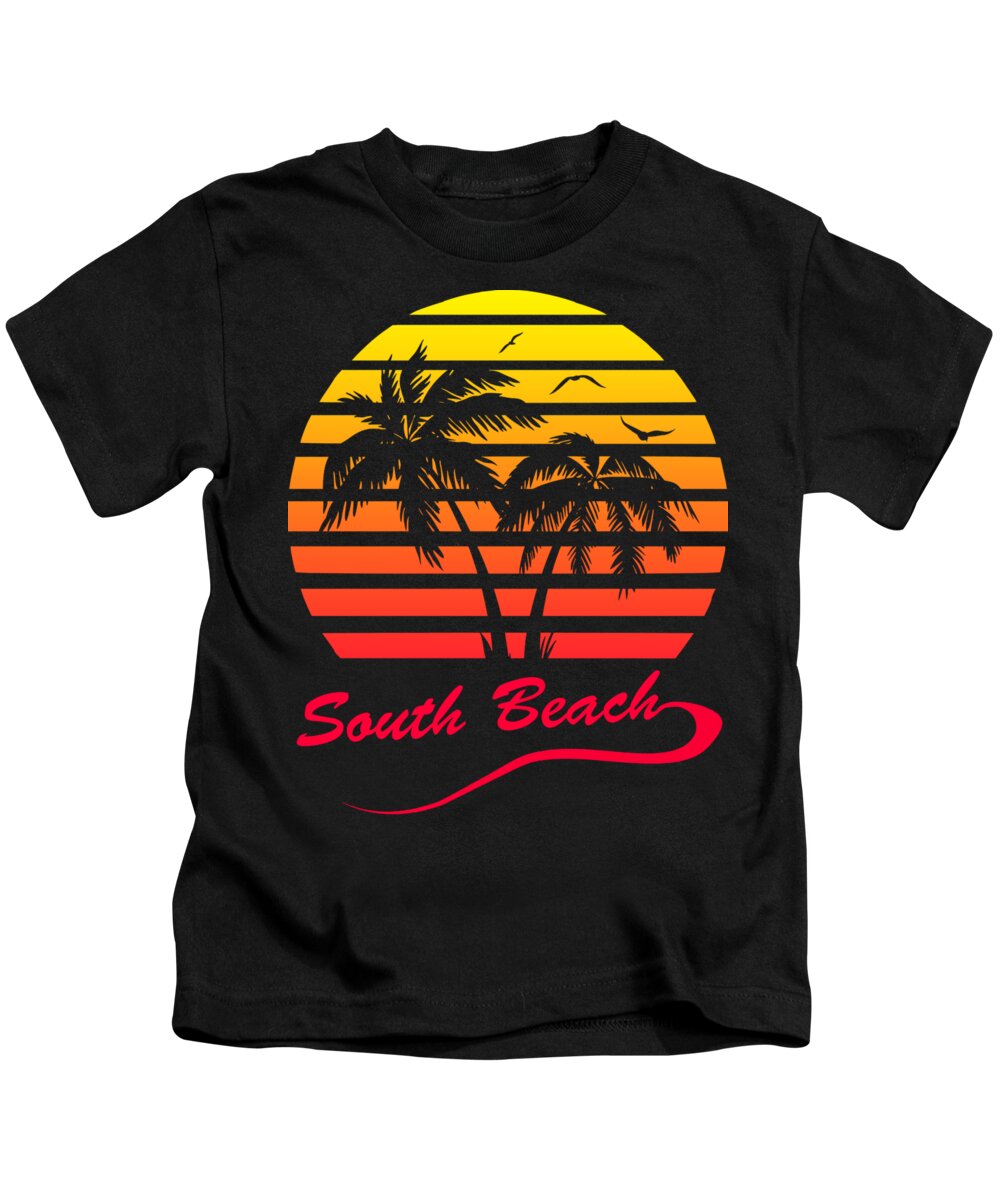 Sunset Kids T-Shirt featuring the digital art South Beach by Filip Schpindel