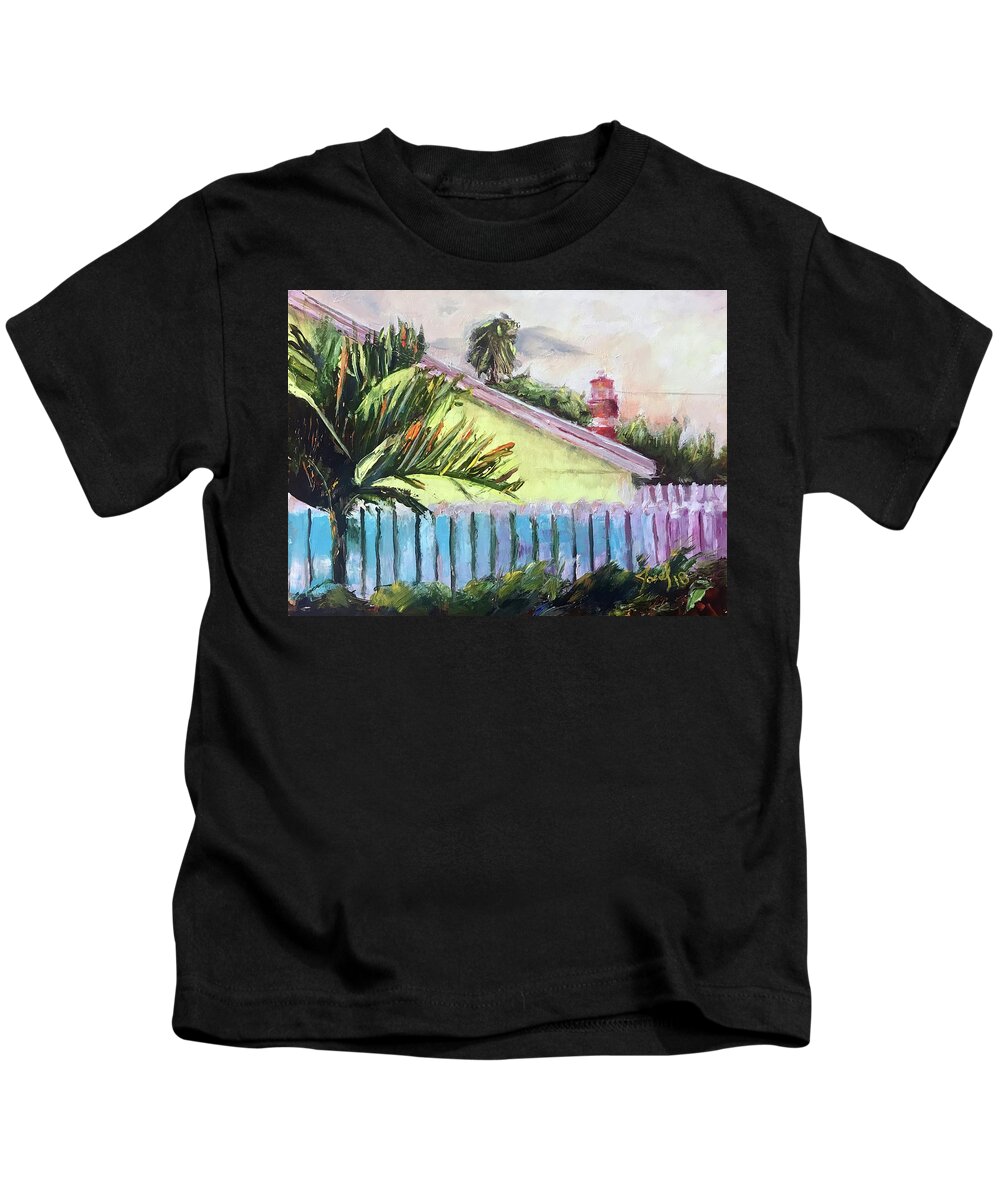 Hope Town Kids T-Shirt featuring the painting Springtime in Hope Town by Josef Kelly