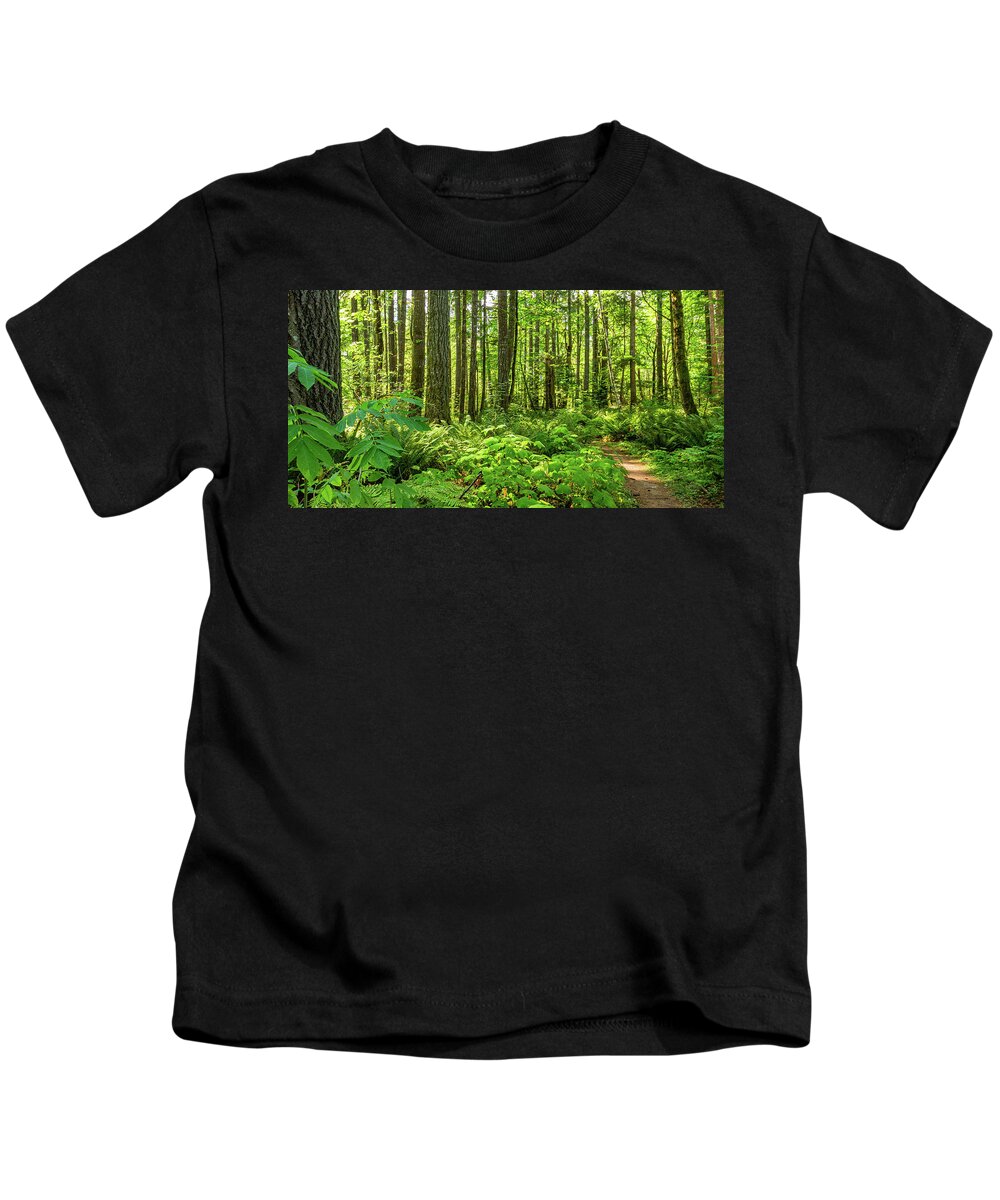 Landscapes Kids T-Shirt featuring the photograph Stroll Among The Trees by Claude Dalley
