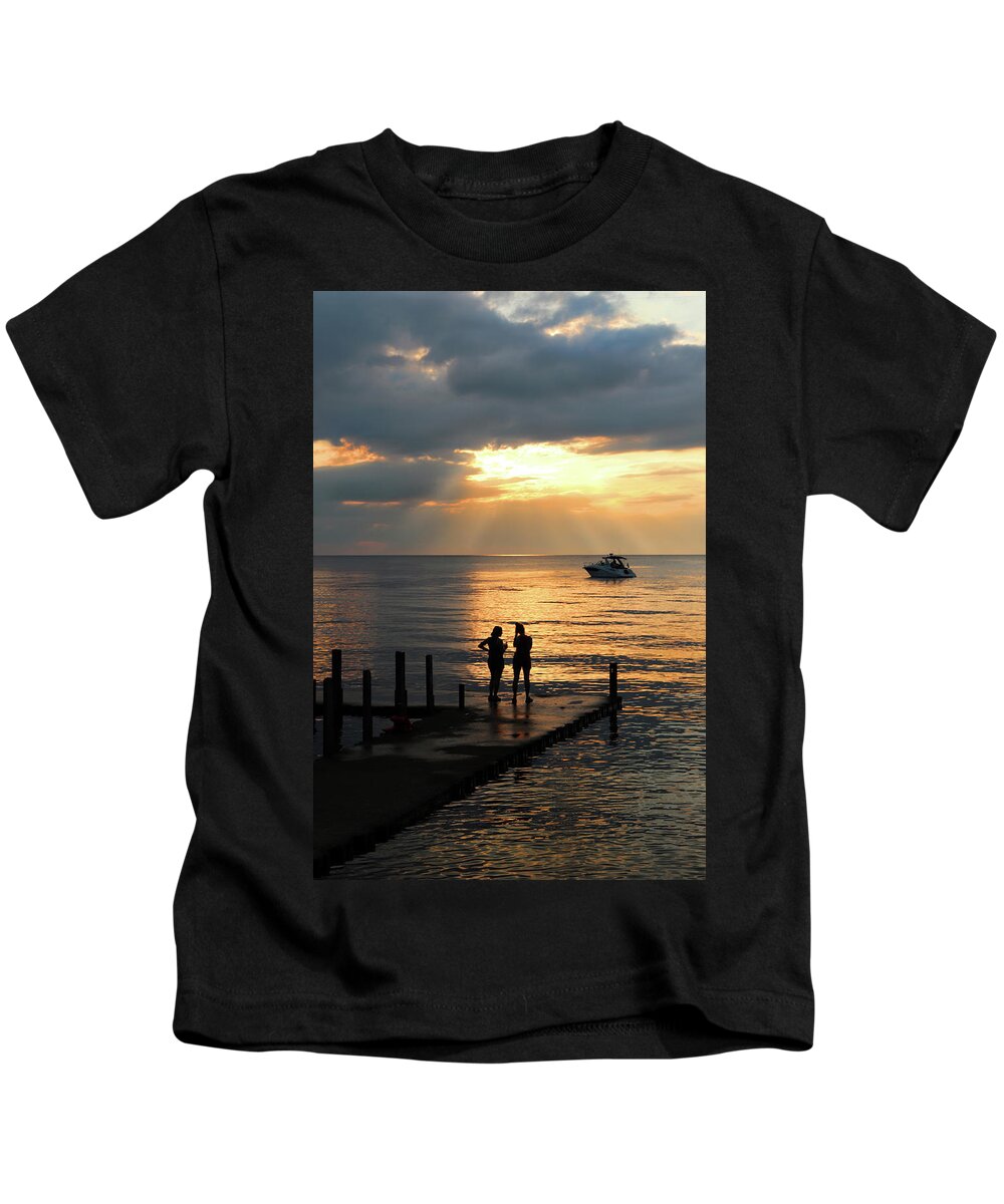 Sunset Conversation Kids T-Shirt featuring the photograph Sunset Conversation by David T Wilkinson
