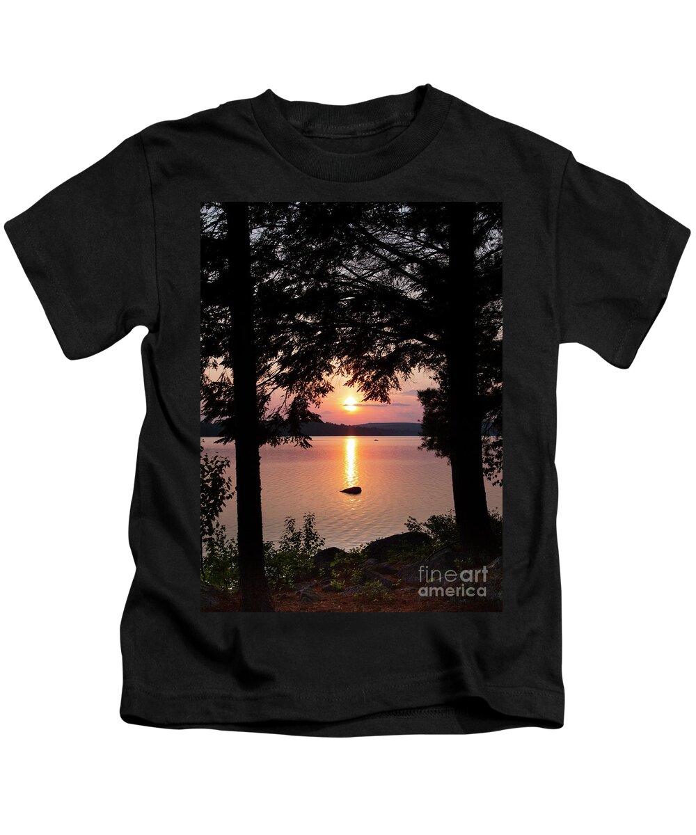 Sunset Kids T-Shirt featuring the photograph Sunset on the Rock by Karin Pinkham