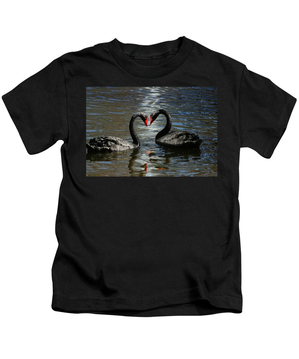 Swan Kids T-Shirt featuring the photograph Swan Love by Anthony Jones