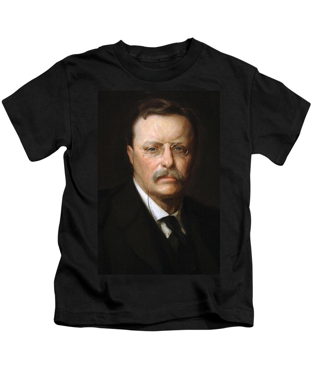 26th President Kids T-Shirt featuring the painting Theodore Roosevelt -1858-1919-. Portrait by Adrian Lamb -1901-1988- as Philiph de Laszlo. by Album
