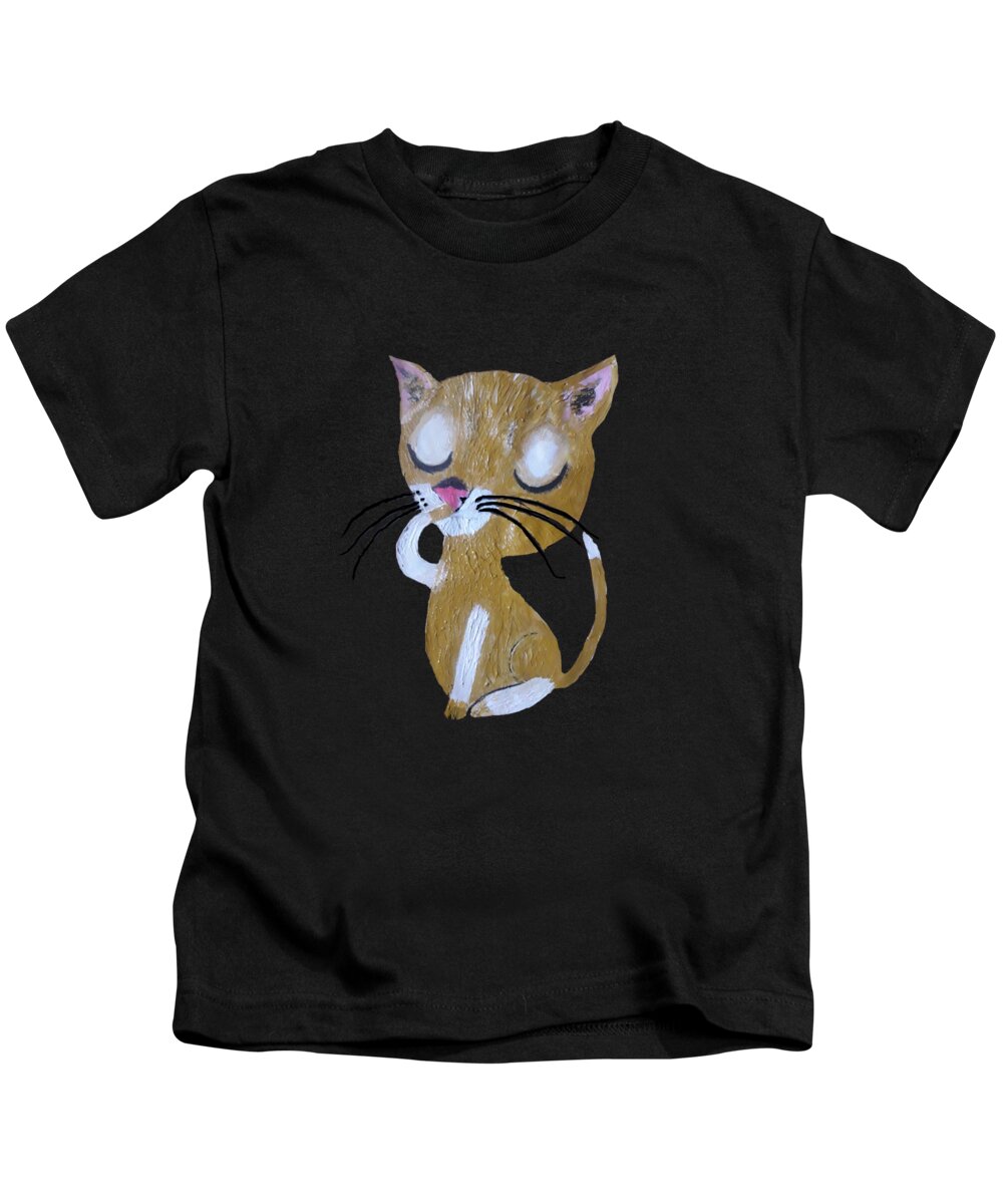 Pussy Cat Kids T-Shirt featuring the painting Tweet Puttycat by Denise Morgan